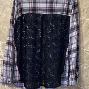 Plaid with a lace back shirt F-13